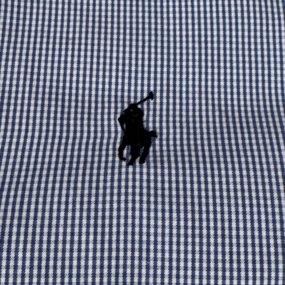 Ralph Lauren Men's‎ XL Custom Fit Button-up Long Sleeve Blue Gingham Check - Picture 5 of 8